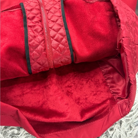 Jones New York Red Outerwear Faux Fur Hooded Mixed Media Velour Pile Coat - $180 - Picture 9 of 13